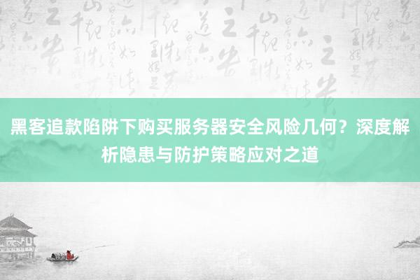 黑客追款陷阱下购买服务器安全风险几何？深度解析隐患与防护策略应对之道